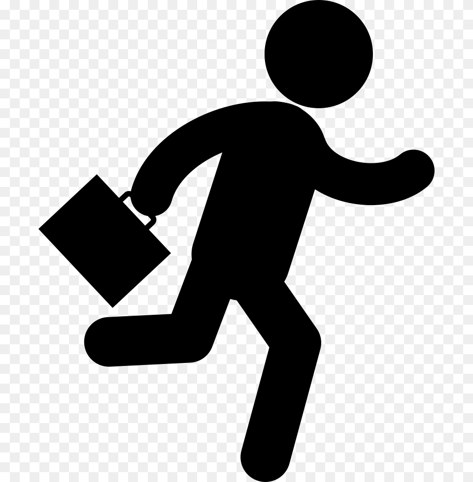 Hurry Businessman Running Man Icon, Silhouette, Stencil Png