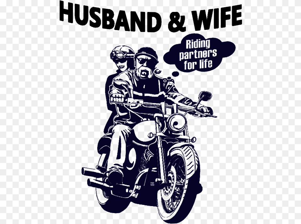 Husband And Wife Bikers Riding Partners Husband And Wife Motorcycle, Transportation, Vehicle, Art, Person Free Png