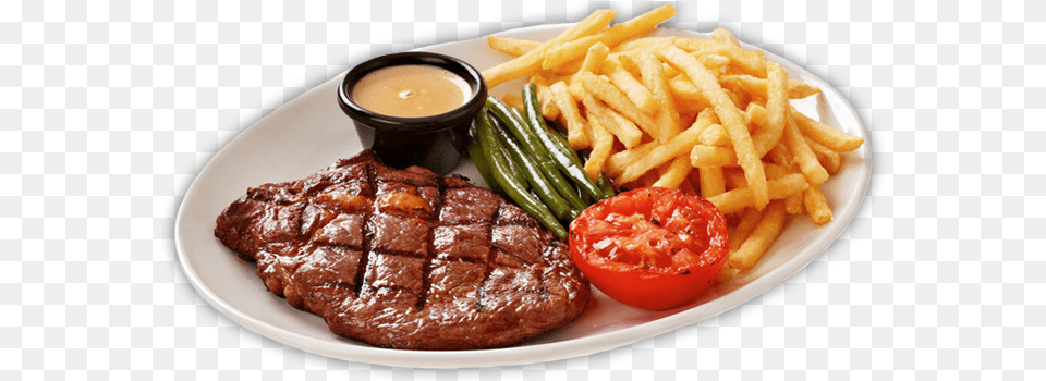 Husker Steak House Beefsteak, Food, Food Presentation, Meat, Fries Free Transparent Png