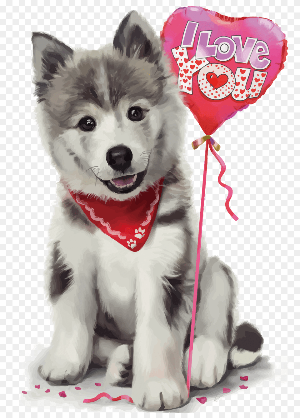 Husky Puppy With Heart Image Husky Love, Animal, Canine, Dog, Mammal Free Png