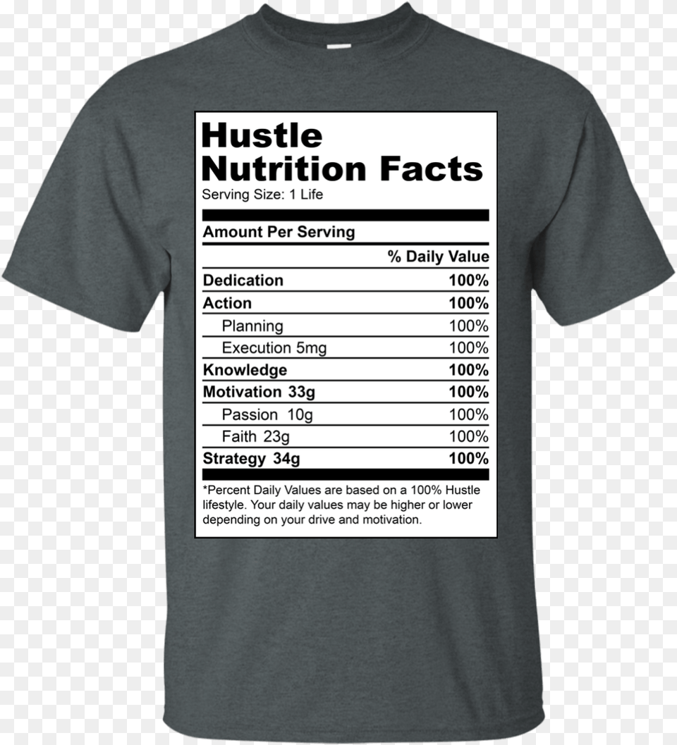 Hustle Nutrition Facts Shirt, Clothing, T-shirt, Text Png