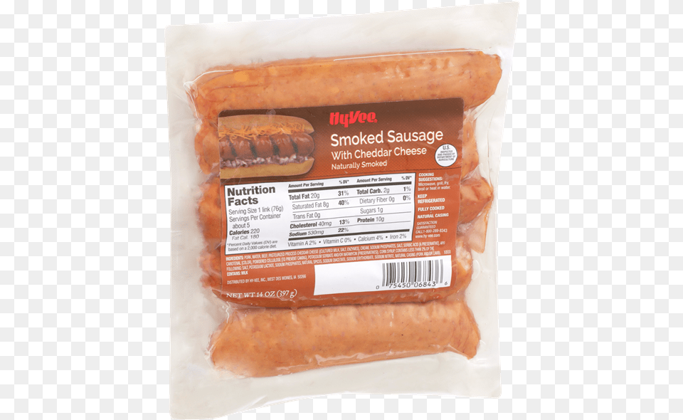 Hy Vee Smoked Sausage With Cheddar Cheese 5ct Hyvee Knackwurst, Food, Hot Dog, Ketchup, Meat Free Transparent Png