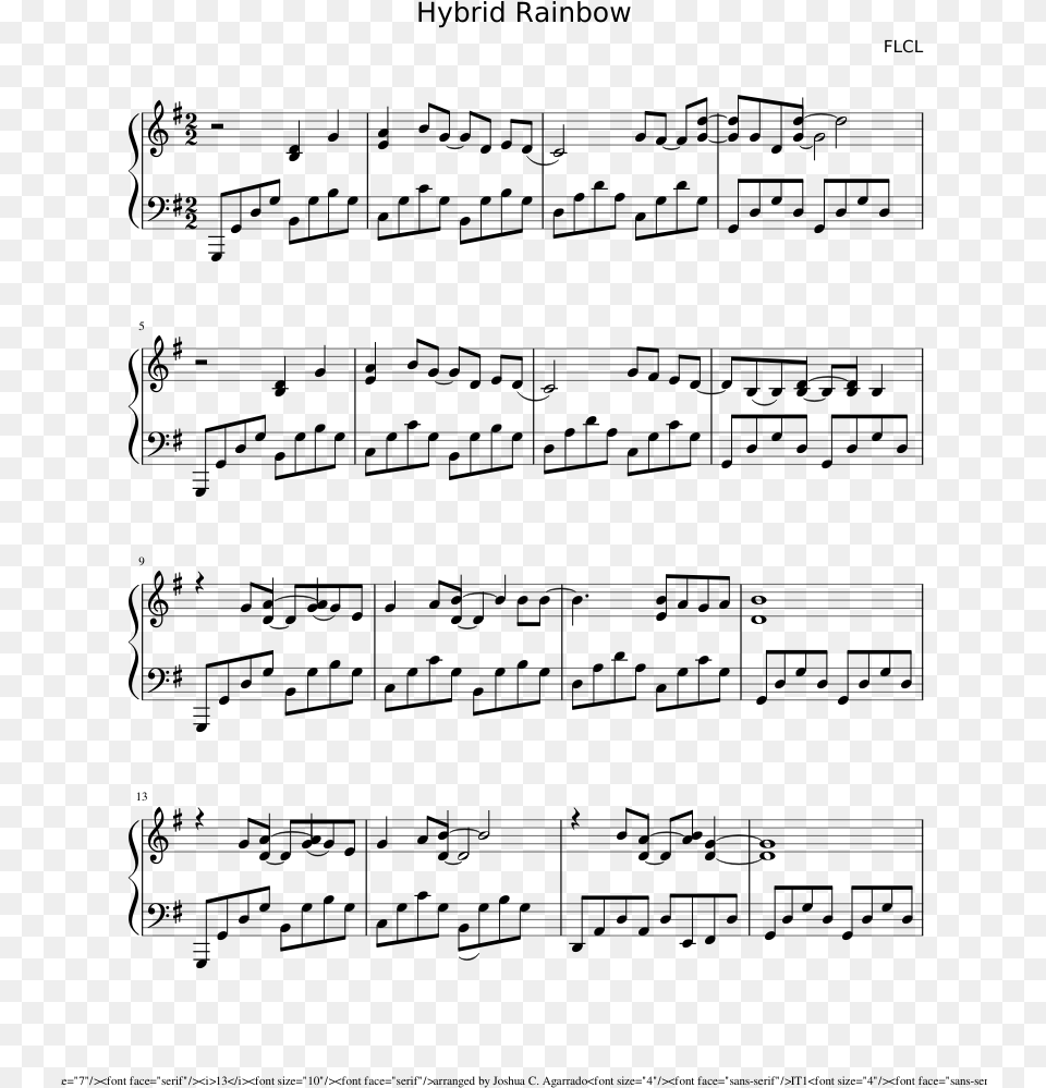 Hybrid Rainbow Sheet Music Composed By Flcl 1 Of 6 Sheet Music, Gray Png