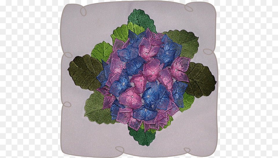 Hydrangea Fabric Flower Pillow Fabric Flowers Pillows, Embroidery, Pattern, Art, Floral Design Png Image