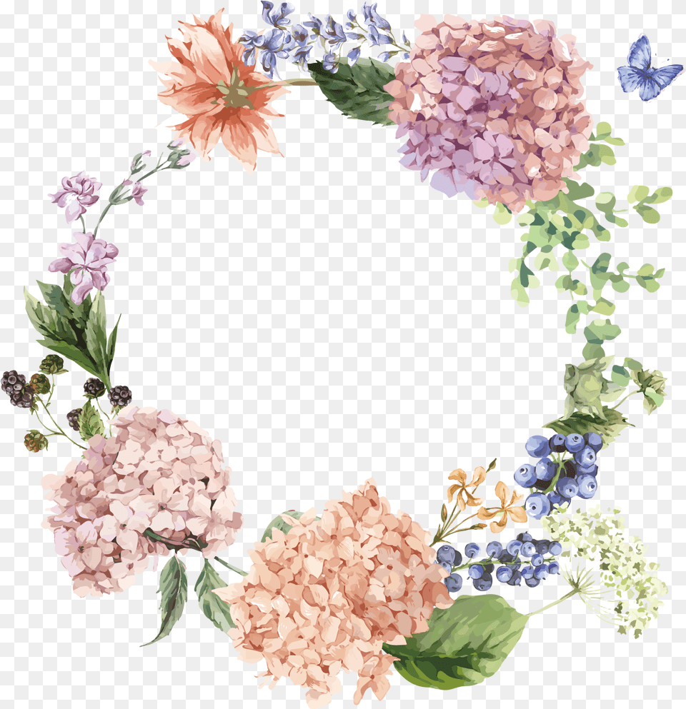 Hydrangea Flower Drawing Illustration Purple Floral Circle, Art, Dahlia, Floral Design, Graphics Free Png Download