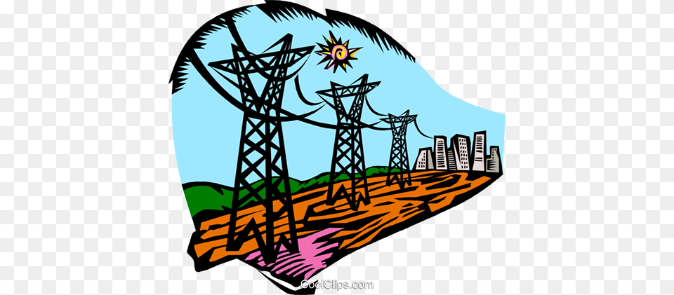 Hydro Electrical Industry Hydro Towers Royalty Vector Clip, Cable, Power Lines, Electric Transmission Tower, Person Free Transparent Png
