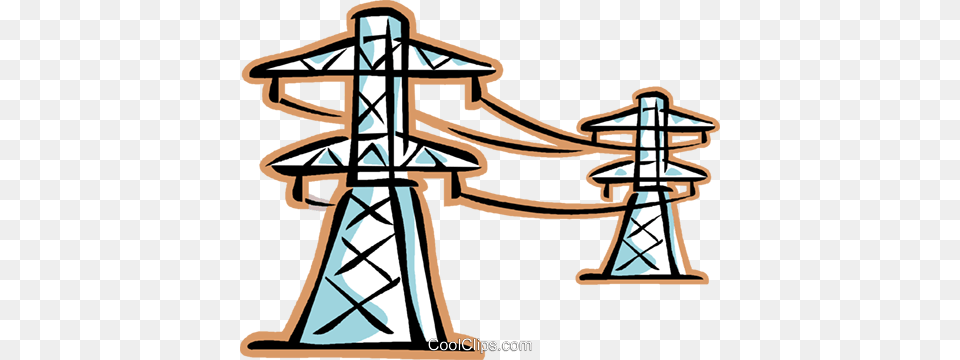 Hydro Lines Royalty Vector Clip Art Illustration Electricity Clipart, Cable, Electric Transmission Tower, Power Lines, Person Free Transparent Png