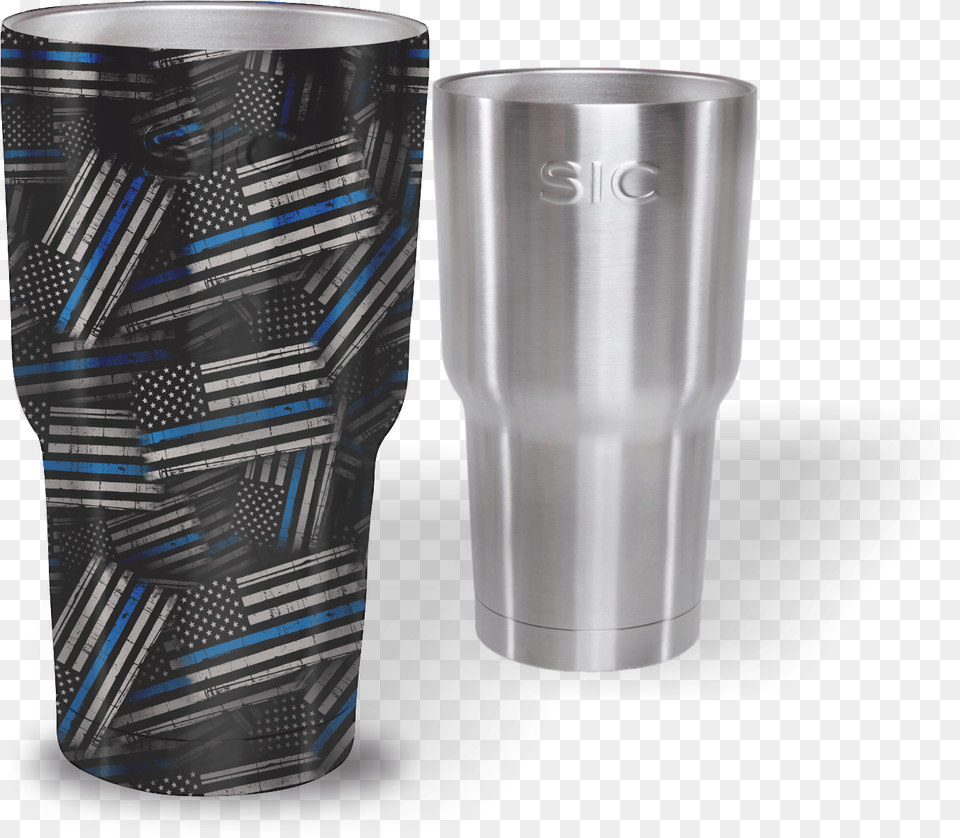 Hydrographic Film Thin Blue Line, Bottle, Steel, Shaker, Can Png Image