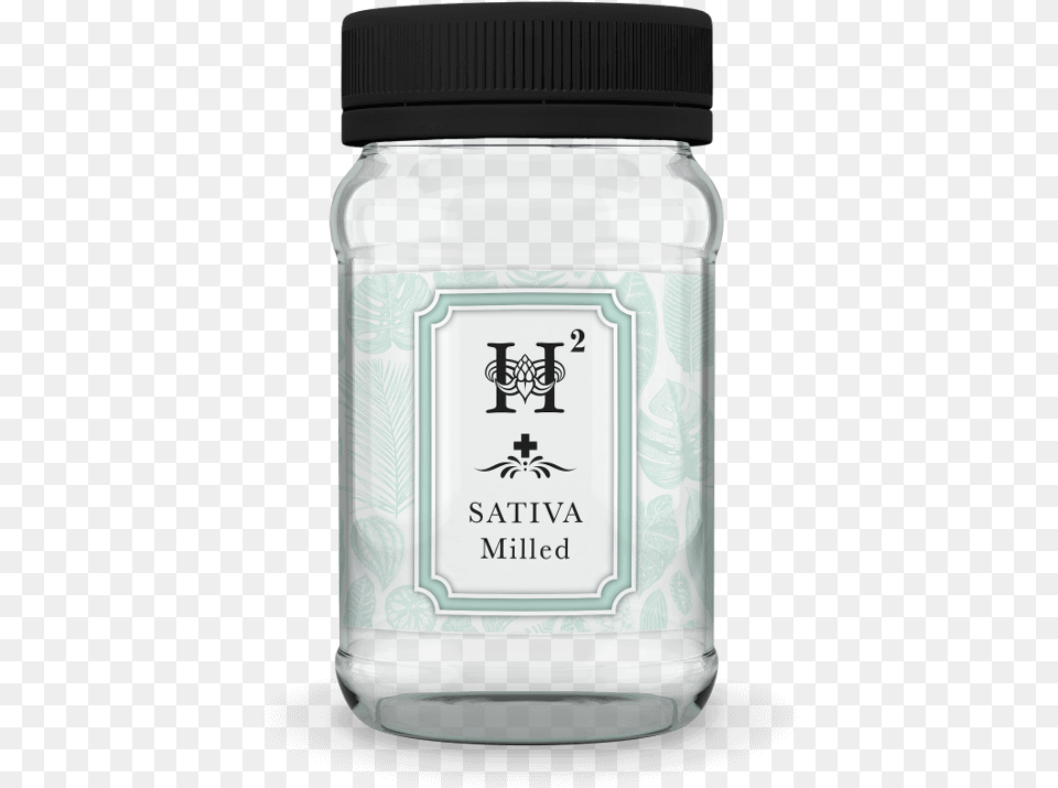 Hydropothecary H2 Sativa Milled Medical Marijuana Jar Hydropothecary Decarb, Bottle, Shaker Png