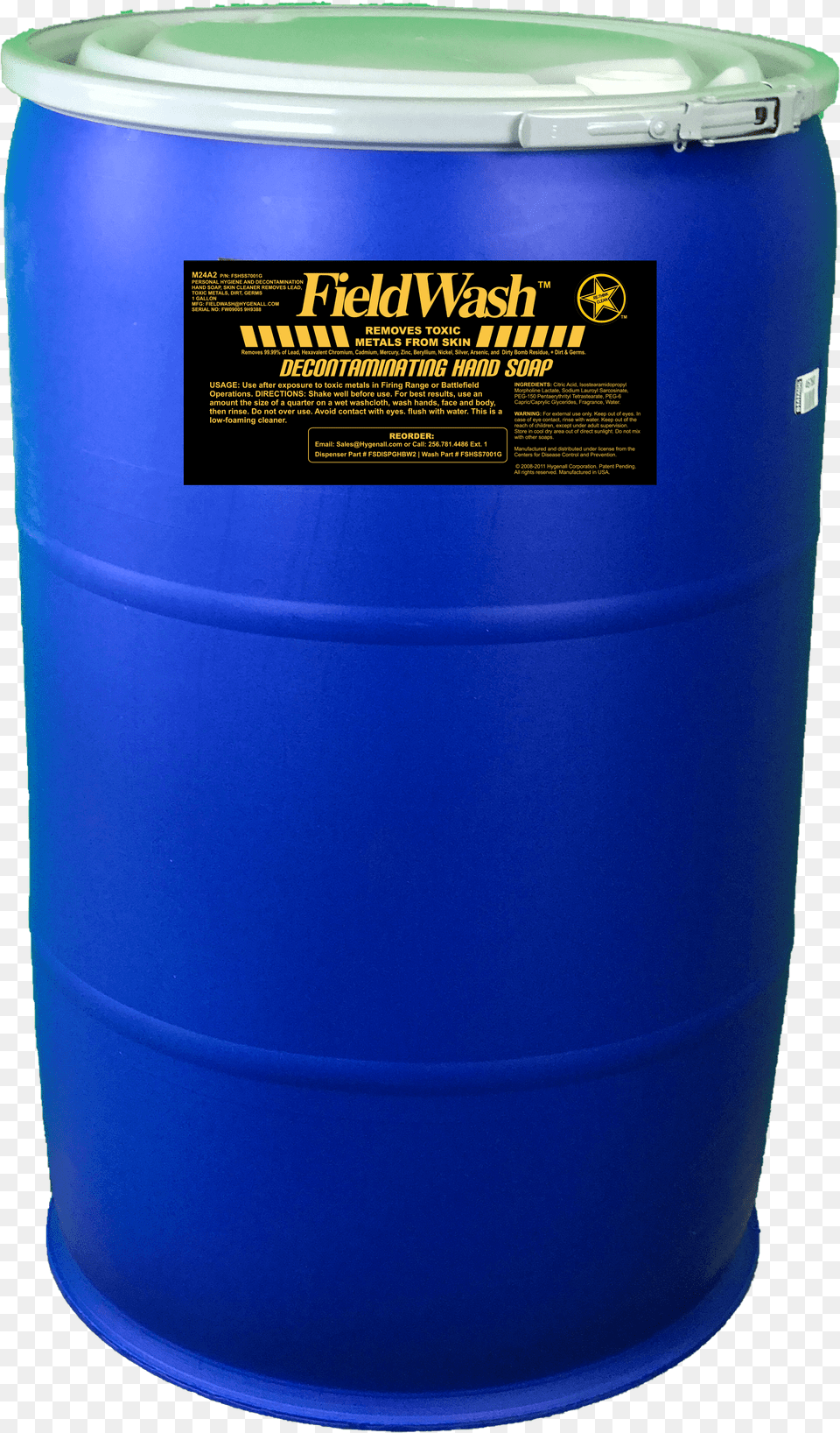 Hygenall Fieldwash 55 U Plastic, Barrel, Can, Tin Png