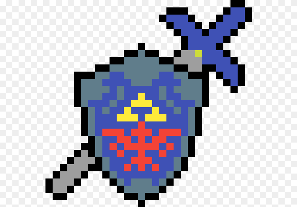 Hylian Shield And Master Sword Pixel Art, Weapon, Computer Hardware, Electronics, Hardware Free Transparent Png