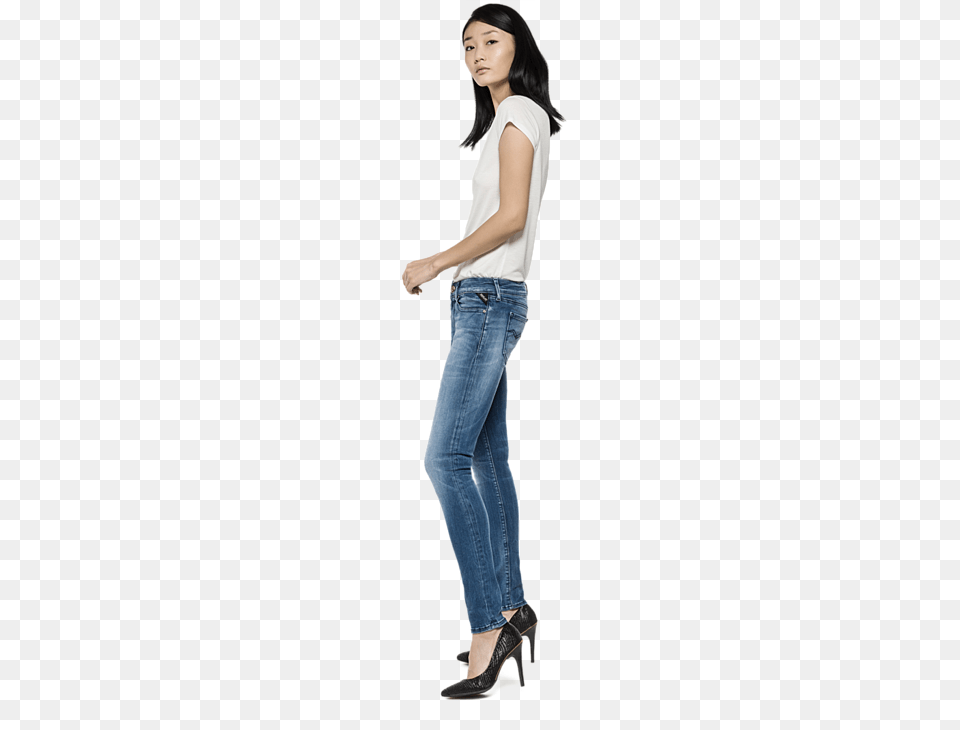 Hyperflex Luz Flaco Fit Pantalones Vaqueros Replay Luz Jeans Skinny Hyperflex Stretch Washed Blue, Clothing, Shoe, Pants, High Heel Png