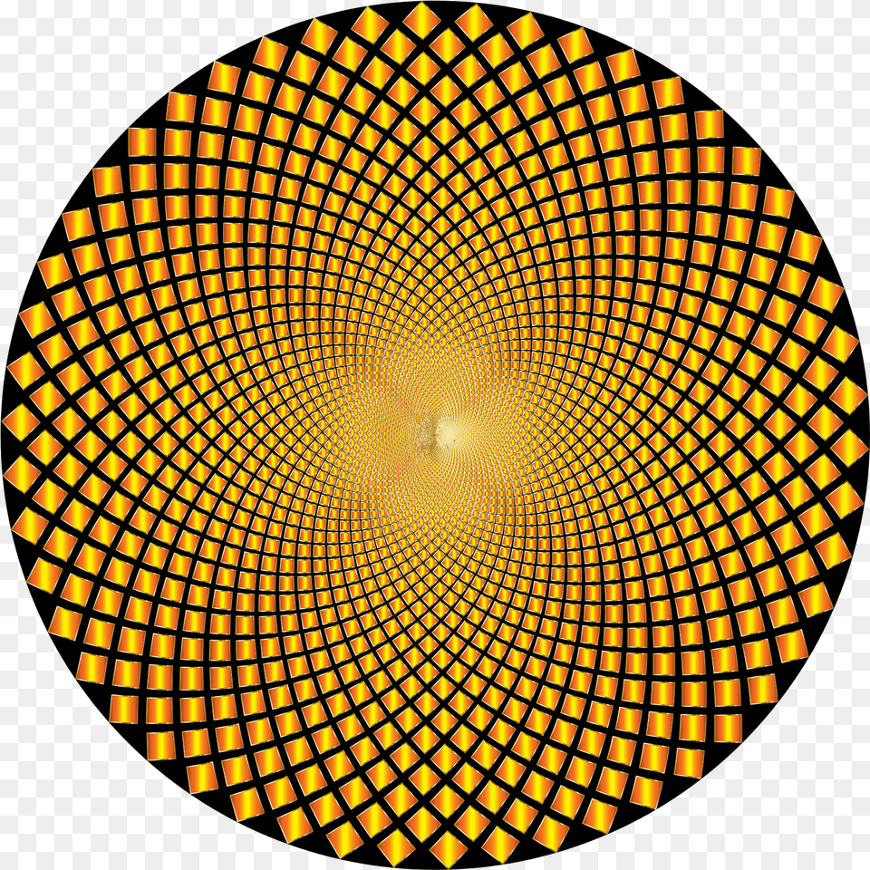 Hypnotic Checkerboard Vortex Round Gold Placemats, Accessories, Pattern, Sphere, Fractal Png Image