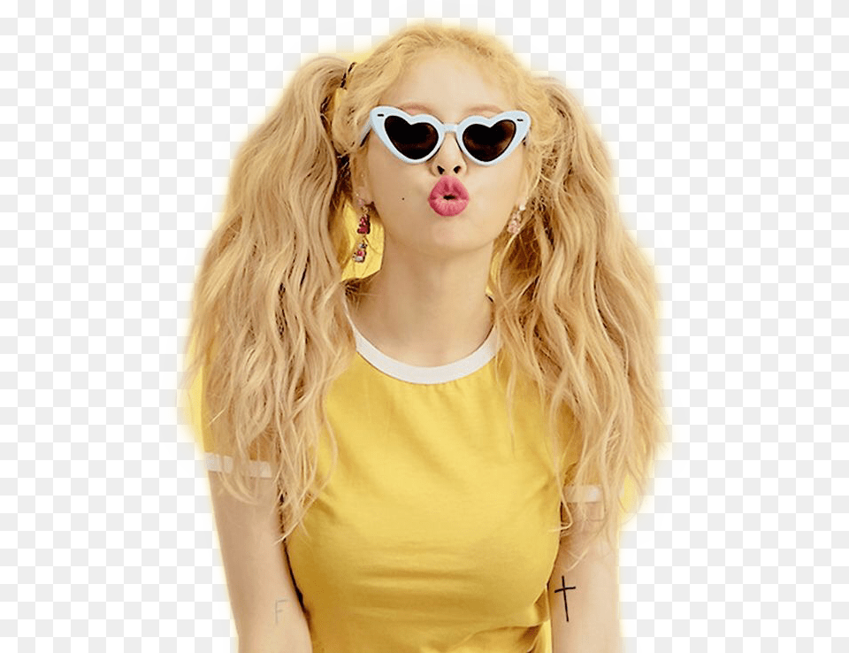 Hyuna Yellow Freetoedit Lockscreen Hyuna Lip And Hip, Hair, Blonde, Person, Sunglasses Free Transparent Png