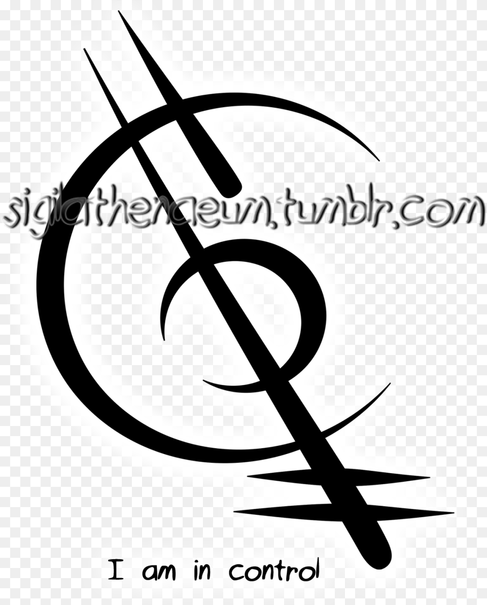 I Am In Control Sigil Calligraphy, Weapon, Person Png Image