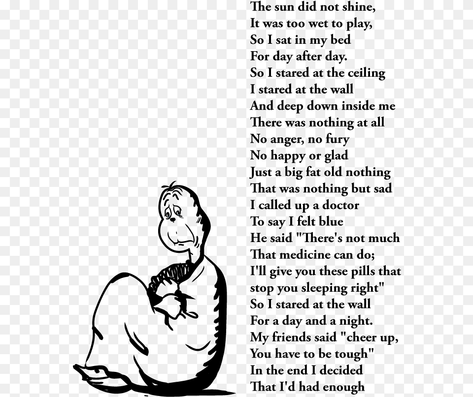 I Came Across This Reddit Thread Write A Suicide Note Dr Seuss Sad Poems, Gray Free Png