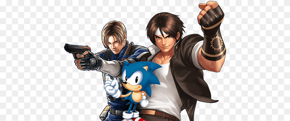 I Can Quickly Name Sonic Leon S King Of Fighters Xiv Kyo, Book, Comics, Publication, Gun Free Png Download