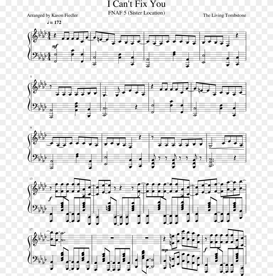 I Can39t Fix You Sheet Music Composed By The Living Moana How Far I Ll Go Piano Sheet Music, Gray Png Image