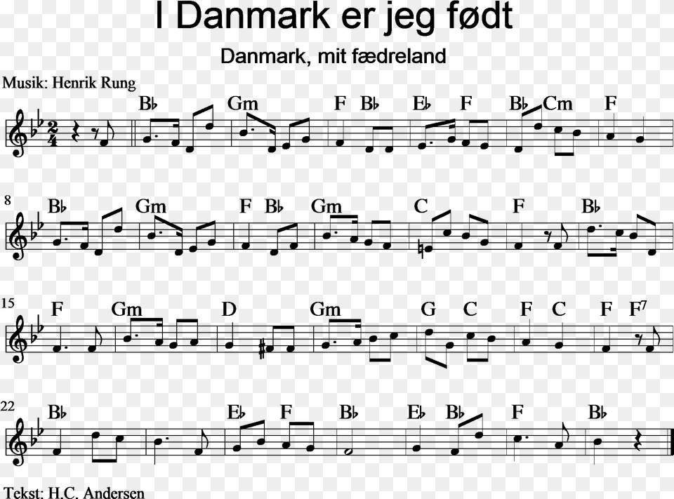 I Danmark Er Jeg Fdt 1 Sheet Music, Text Free Png Download