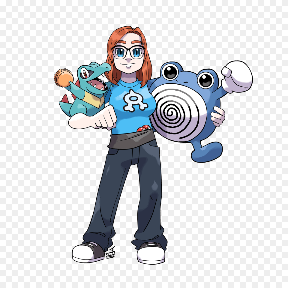 I Drew A Pokemon Trainer W Totodile And Polywhirl Pokemon, Book, Comics, Publication, Person Png Image