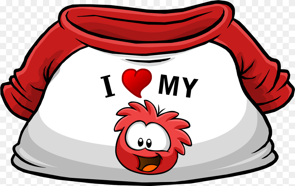 I Heart My Red Puffle T Club Penguin I Love My Puffle Shirt Blue, Clothing, T-shirt, Bag, Baby Free Png
