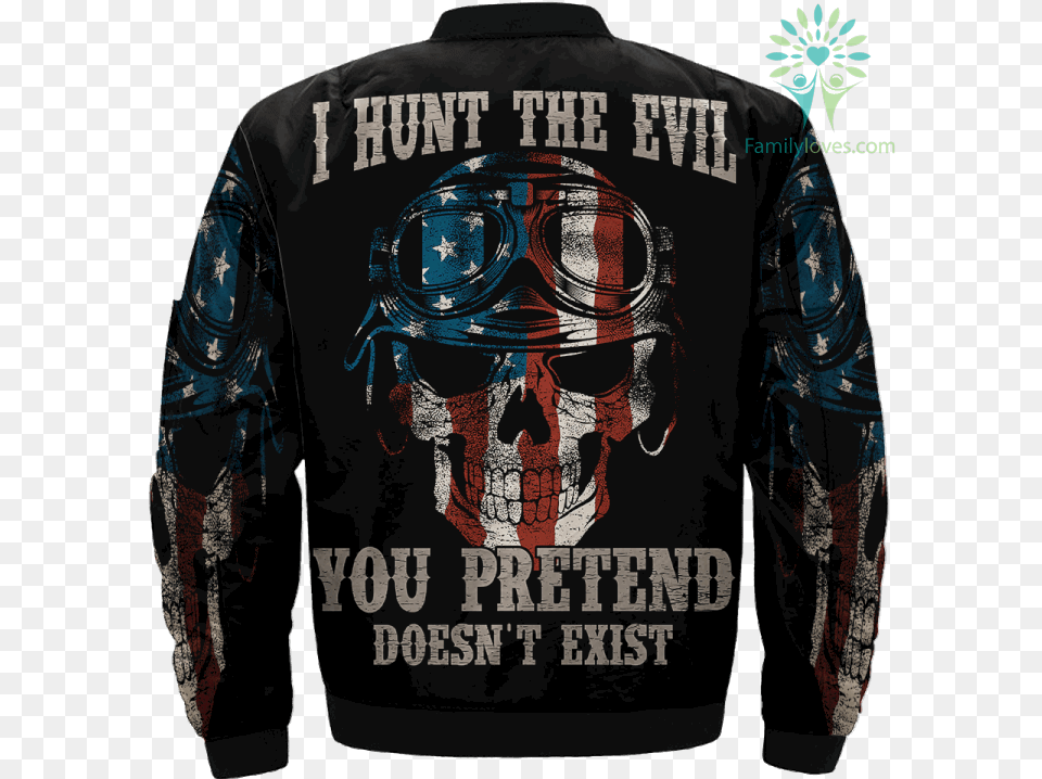 I Hunt The Evil You Pretend Doesn T Exist Over Print Jacket, Clothing, Coat, Long Sleeve, Sleeve Png