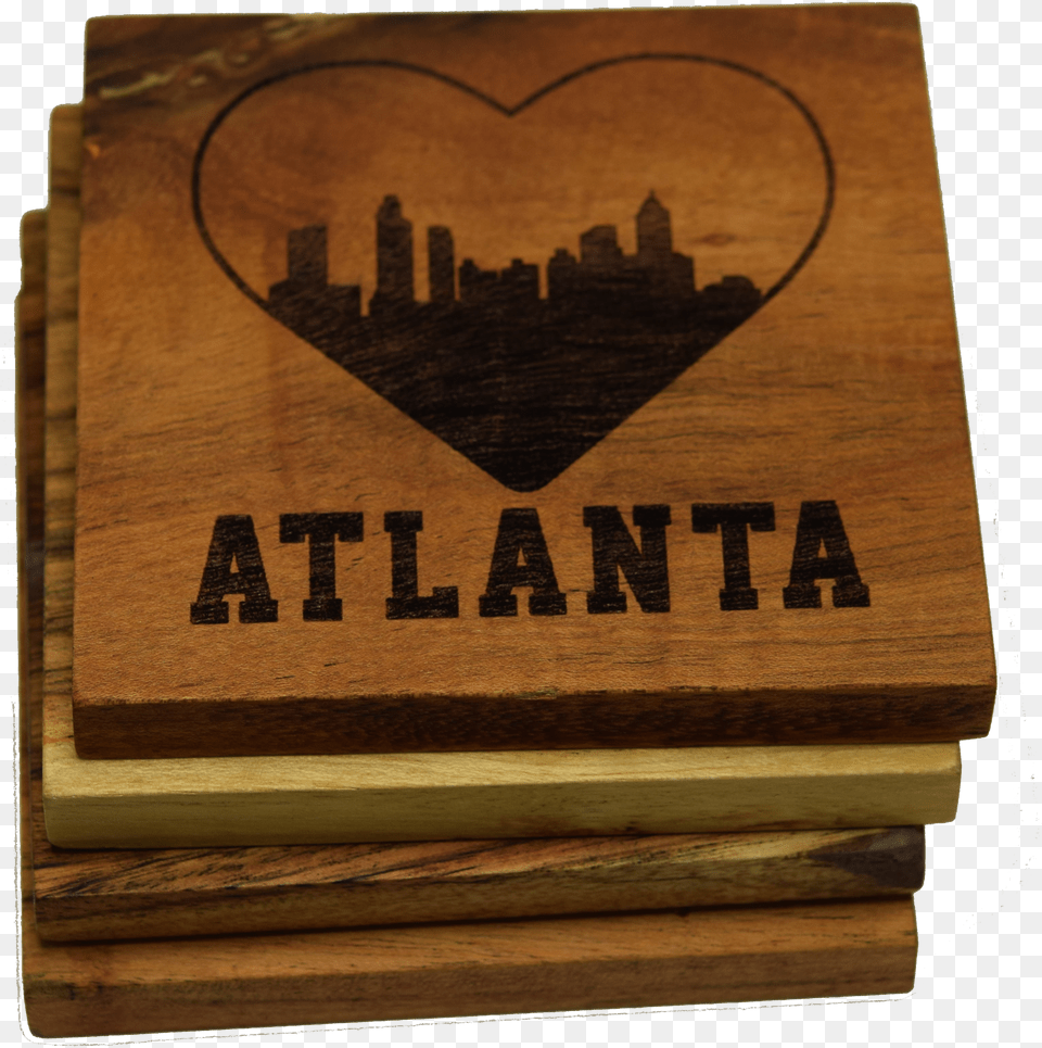 I Love Atlanta Georgia Skyline Coaster Set Plywood Png Image