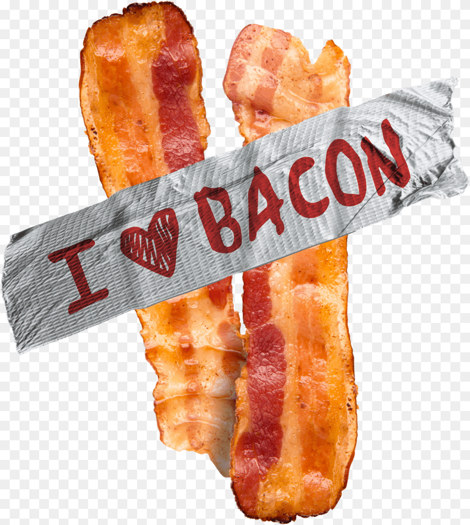 I Love Bacon Strip Of Duct Tape, Food, Meat, Pork, Bread Free Transparent Png
