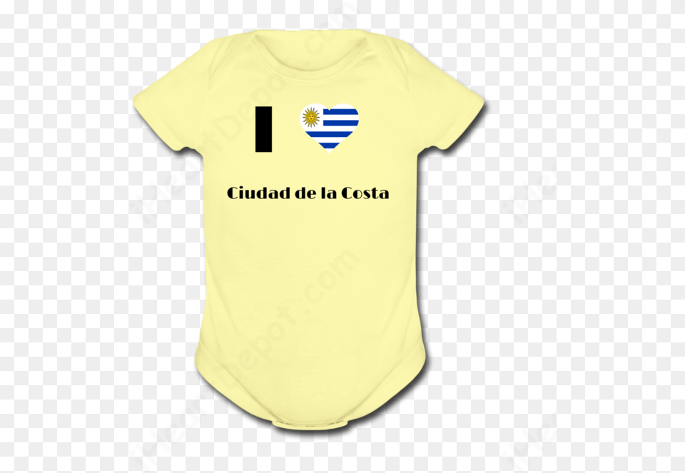 I Love Ciudad De La Costauruguay Flag Baby Short Sleeve Onesie Short Sleeve, Clothing, Shirt, T-shirt Free Png