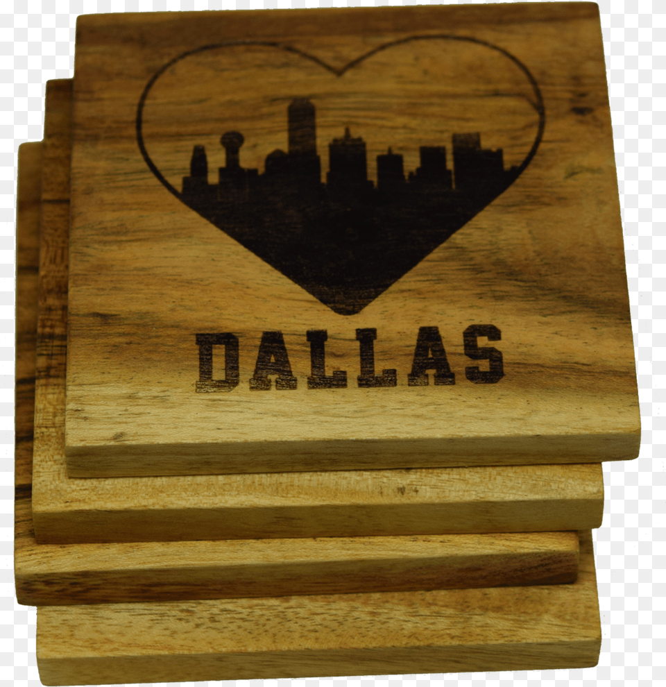 I Love Dallas Texas Skyline Coaster Plywood, Box, Crate, Wood Free Png