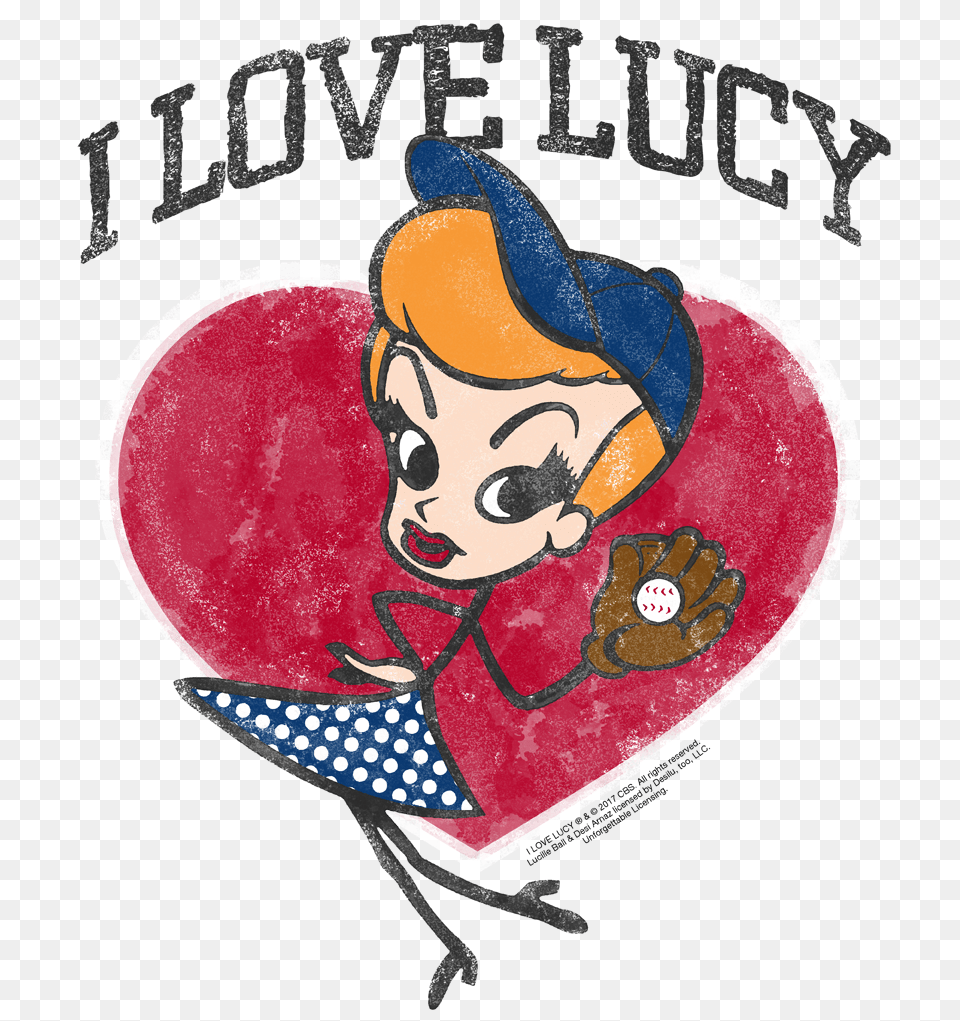 I Love Lucy Baseball Diva Mens Long Sleeve T Shirt, Clothing, Hat, Face, Head Free Png Download
