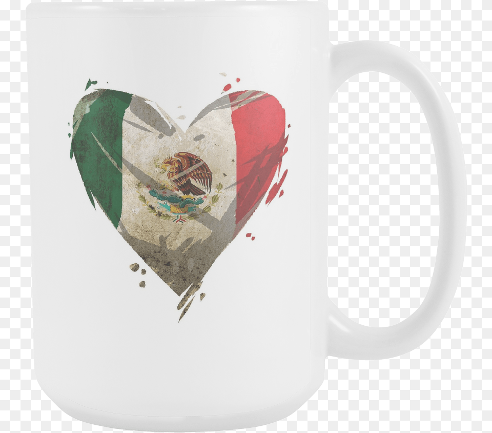 I Love Mexico Mexican Flag Heart Distressed Souvenir Gift White 15oz Mug Coffee Cup, Beverage, Coffee Cup Free Png Download