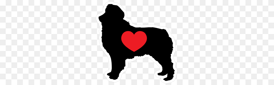 I Love My Australian Shepherd Silhouette With Heart Sticker, Animal, Bear, Mammal, Wildlife Png Image