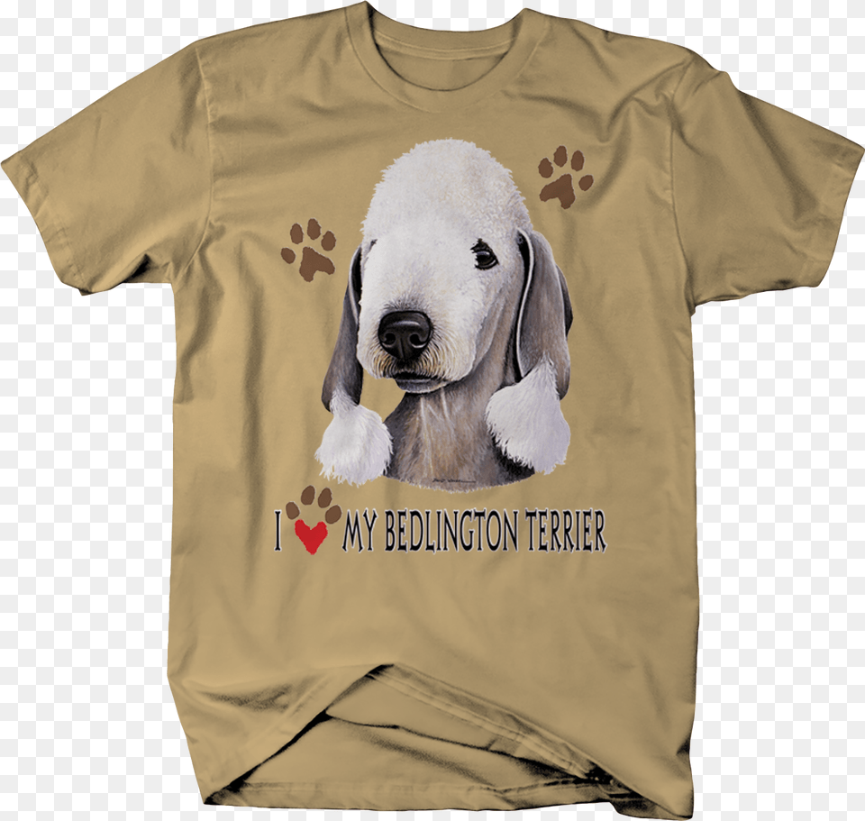 I Love My Bedlington Terrier Dog With Paw Prints Custom T Shirt, Clothing, T-shirt, Animal, Canine Free Png