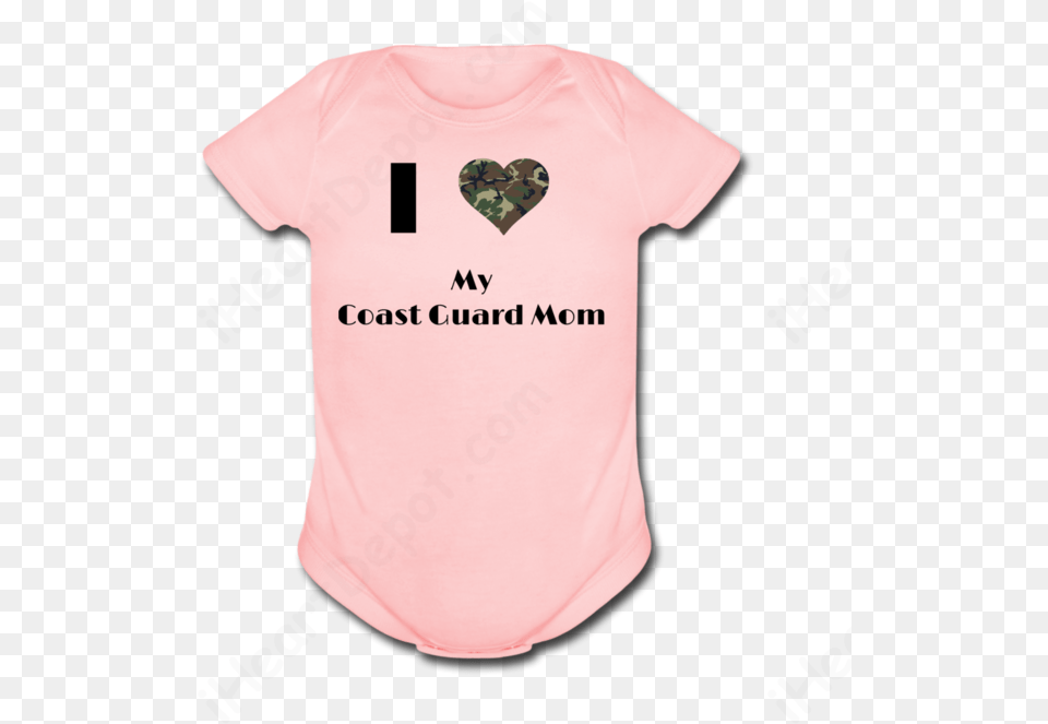 I Love My Coast Guard Mom Heart Camouflage Baby Short Sleeve Onesie Short Sleeve, Clothing, Shirt, T-shirt Png