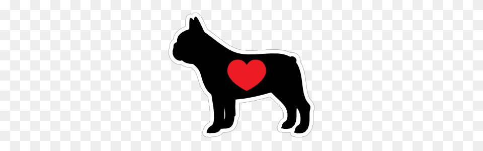 I Love My French Bulldog Silhouette With Heart Sticker, Animal, Kangaroo, Mammal, Canine Png