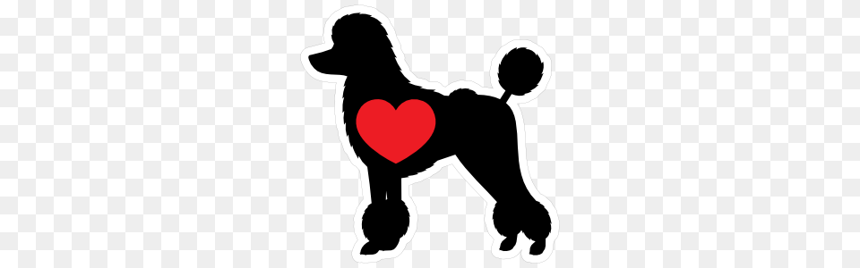 I Love My Poodle Silhouette With Heart Sticker, Head, Person, Animal, Canine Png Image