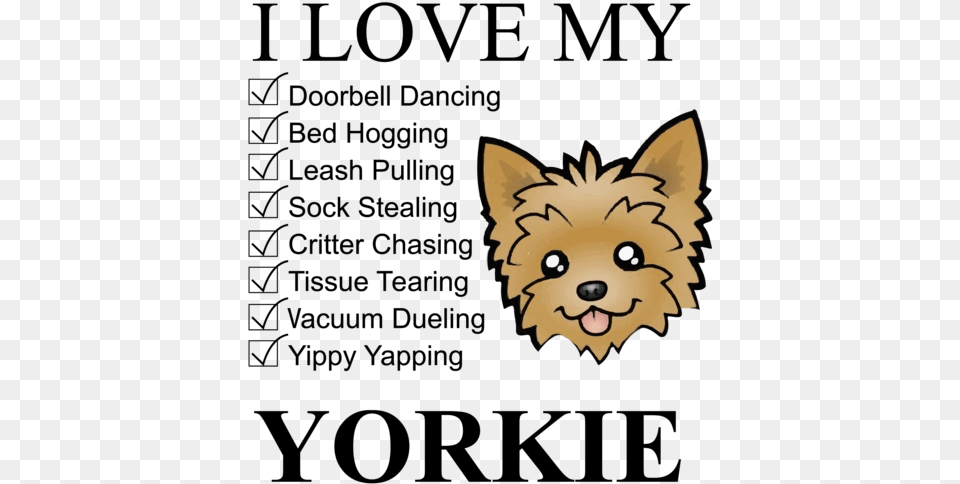 I Love My Yorkie Yorkie Tshirt Language, Animal, Puppy, Pet, Mammal Free Png