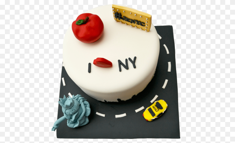 I Love New York Cake I Love Nyc With Edible Statue, Birthday Cake, Cream, Dessert, Food Png Image