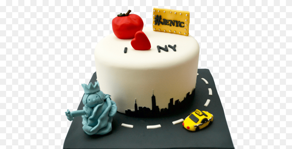 I Love New York Cake I Love Nyc With Edible Statue New York City, Birthday Cake, Cream, Dessert, Food Free Png