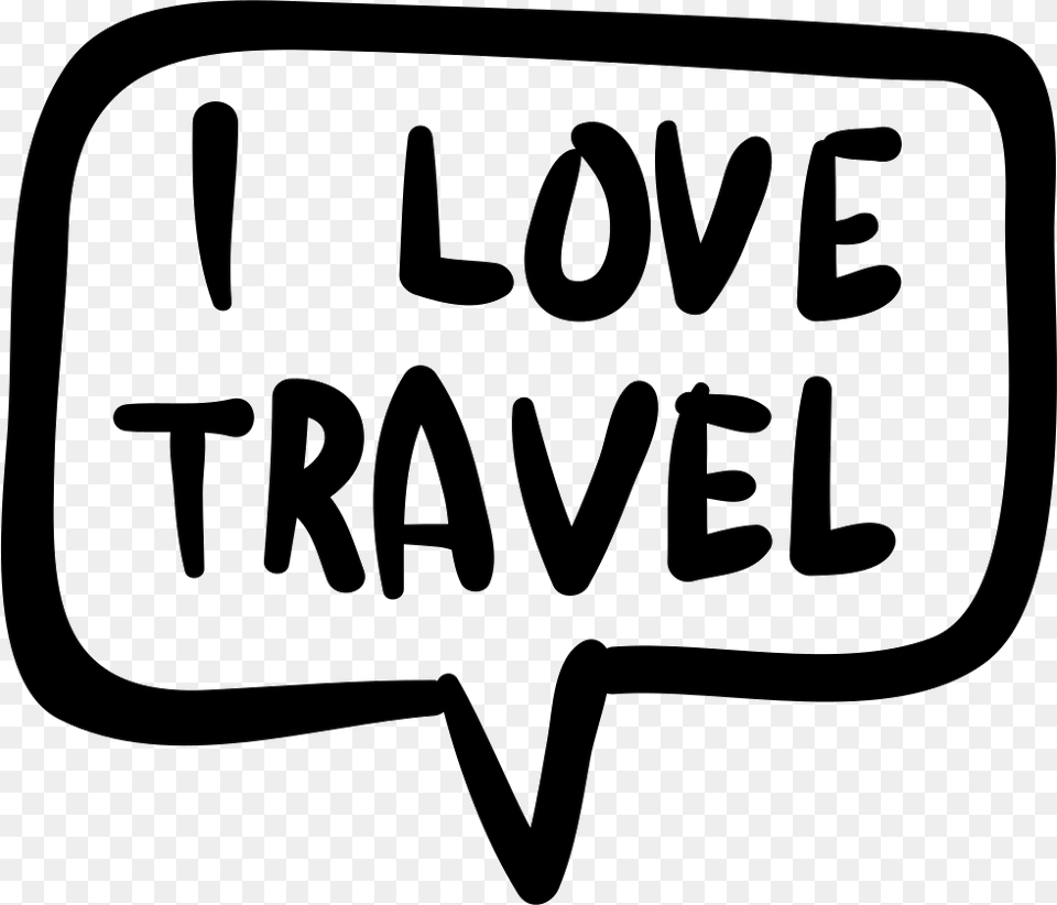 I Love Travel In Handmade Speech Bubble Traveling Icon Sticker, Text Free Png