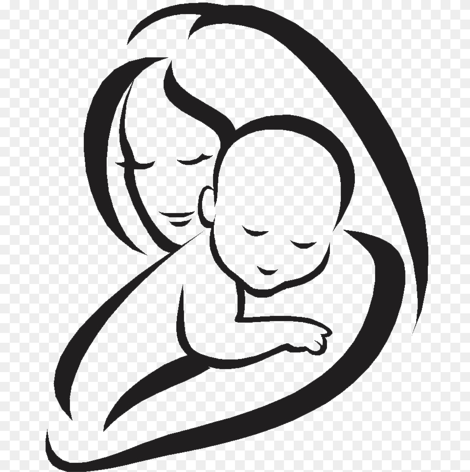 I Love You Mother Picture Mother And Child Line Drawing, Baby, Person, Face, Head Png Image