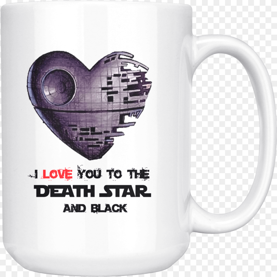 I Love You To The Death Star And Black Wars Mug Star Star Wars Tattoo Designs, Cup, Beverage, Coffee, Coffee Cup Free Png