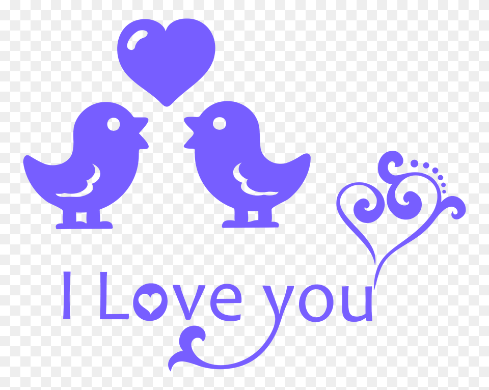 I Love You Typography Clipart, Animal, Bird, Purple, Art Free Png Download