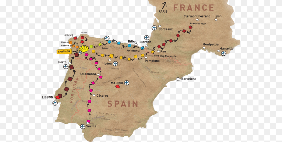 I M A Couch Potato But For Some Reason The Idea Of Camino De Santiago Map Of Routes, Chart, Plot, Atlas, Diagram Free Transparent Png