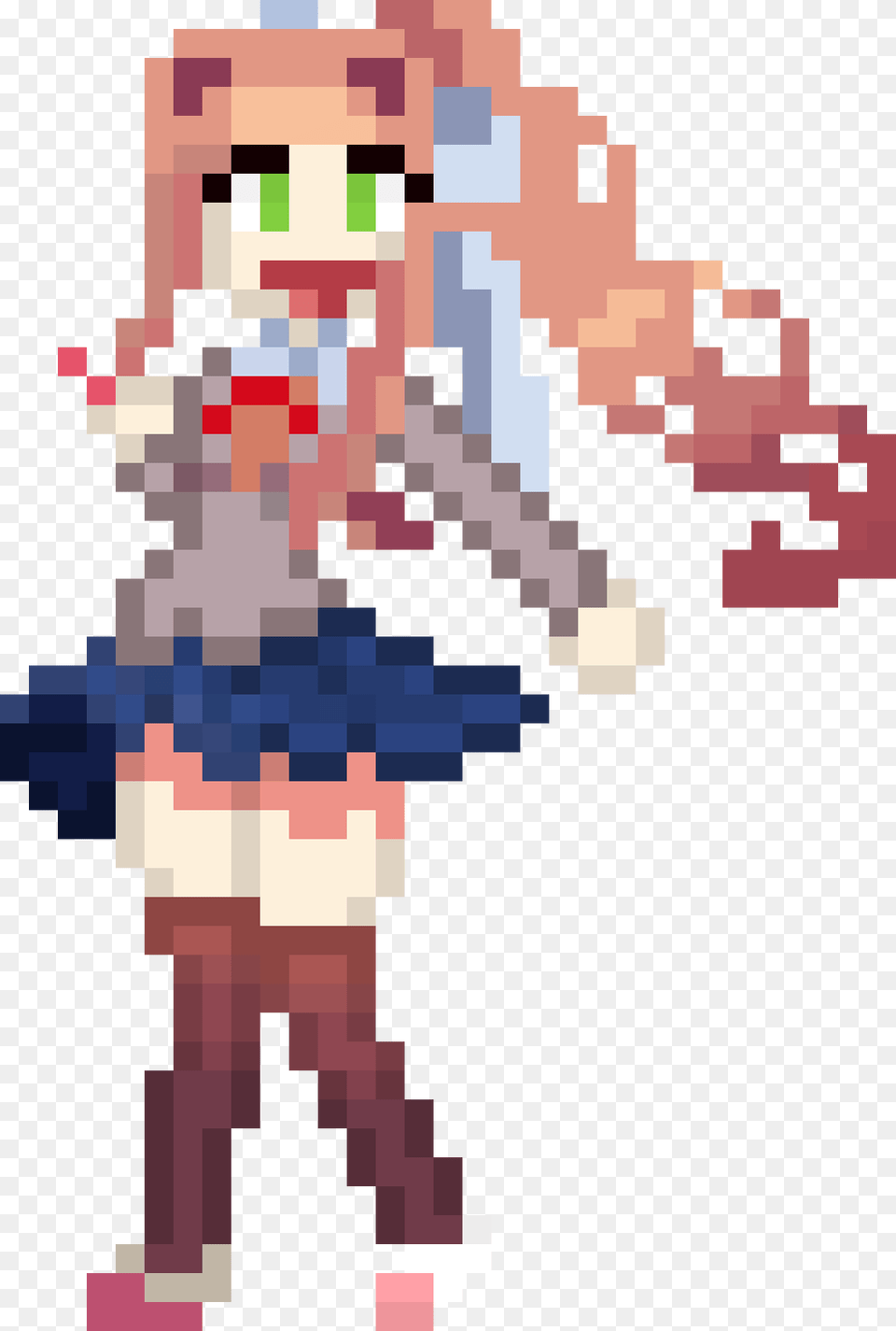 I Made A Monika For Project Ddlc Doki Doki Pixel Art, Dancing, Leisure Activities, Person, Qr Code Free Png