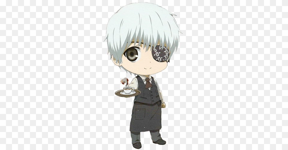 I Made A Waiter Kaneki From The The Coaster Hombre Anime Chibi Kawaii, Book, Comics, Publication, Cup Png