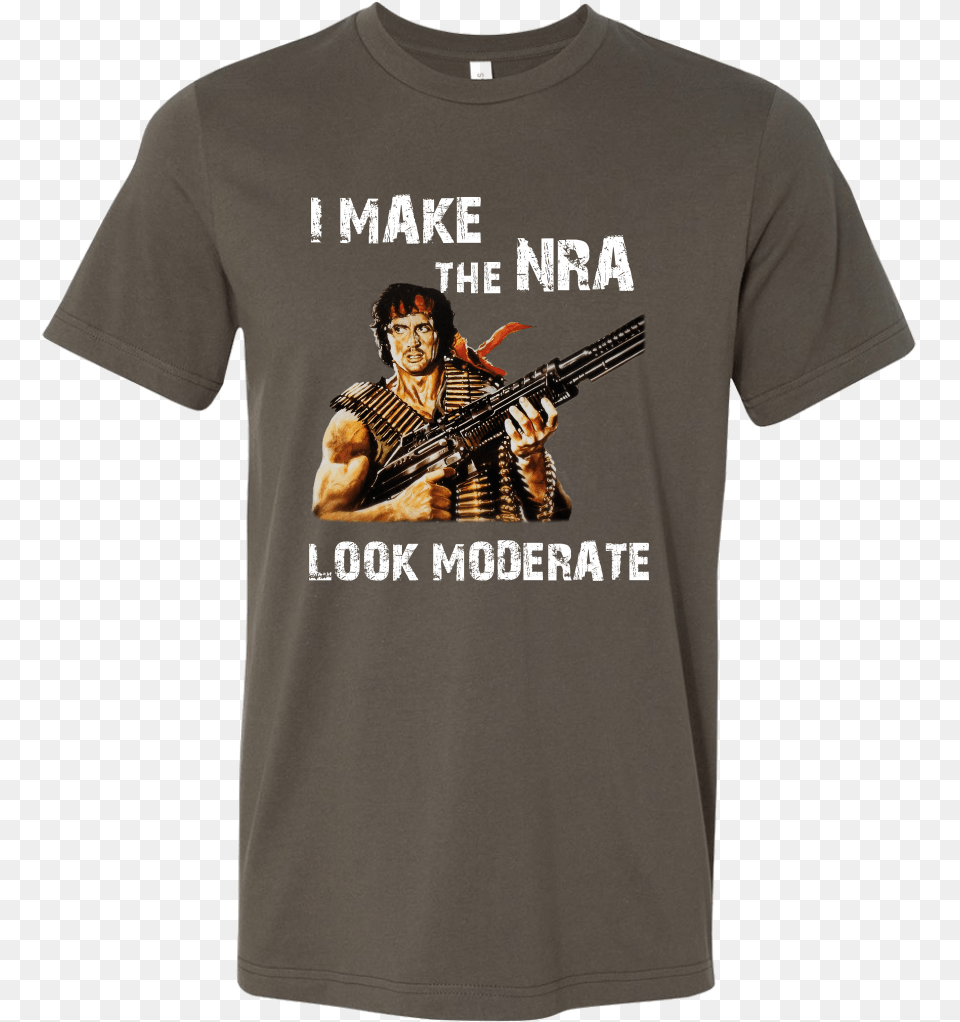 I Make The Nra Look Moderate Rambo, Clothing, T-shirt, Adult, Person Png Image