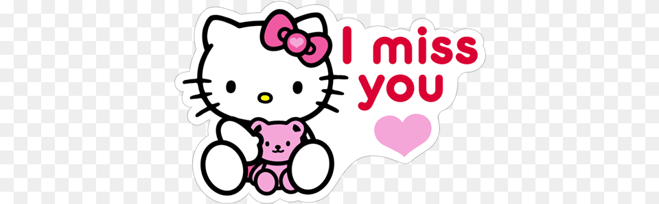 I Miss You Cute Heart Kawaii Kitty Missing Valentine Miss You Hello Kitty, Sticker, Ammunition, Grenade, Weapon Free Transparent Png