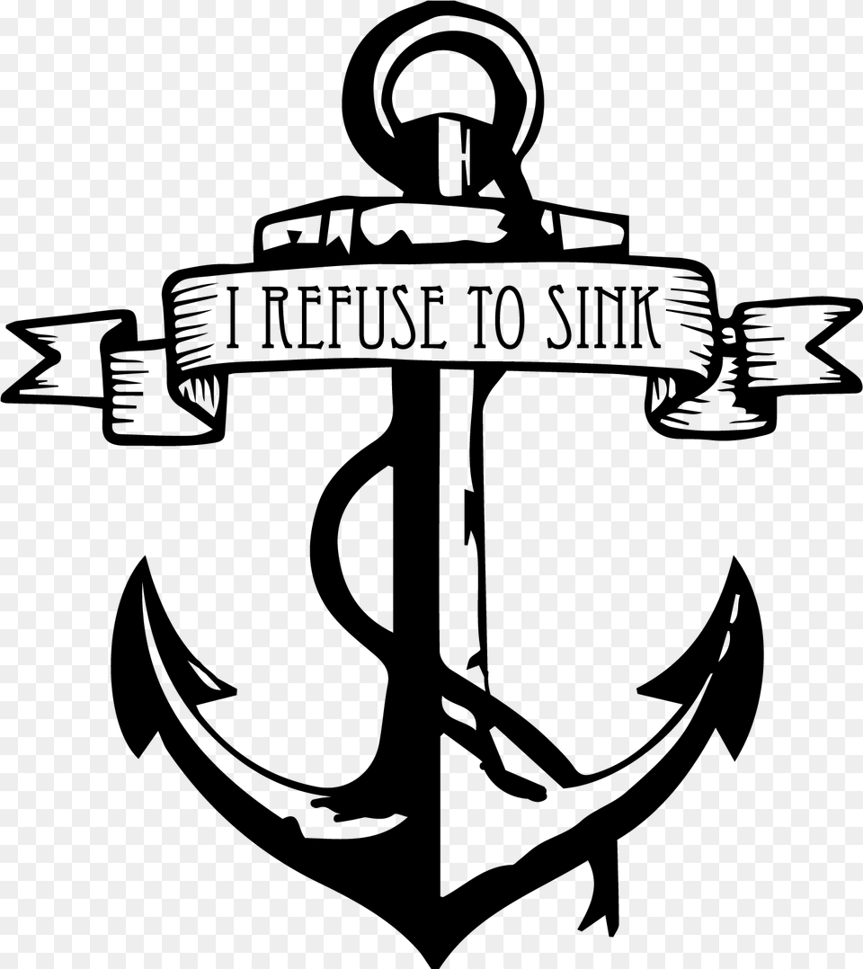 I Refuse To Sink Anchor Coloring Pages Transparent Anchor Tattoo, Gray Free Png